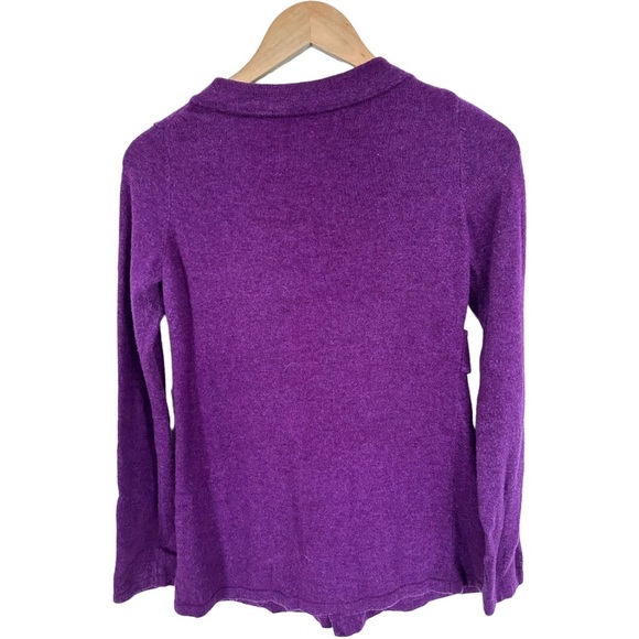 Banana Republic Wool Blend 3 Button Cardigan Waist Tab Belt Purple Size Small - Picture 10 of 16
